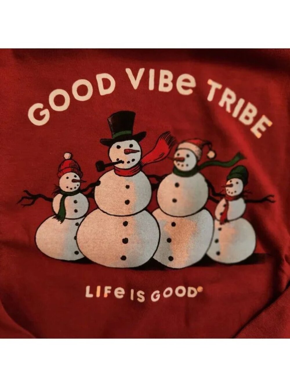 Life Is Good Holiday Snowman Long Sleeve Tee Shirt- Unisex XL - Picture 6 of 6